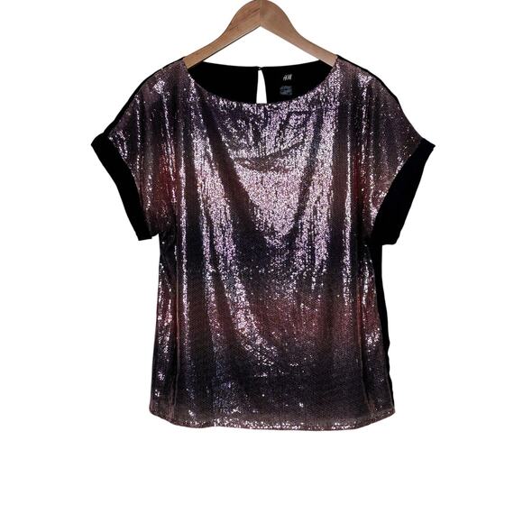 H&M Ombre Sequin Short Sleeve top size 8 - Picture 6 of 6